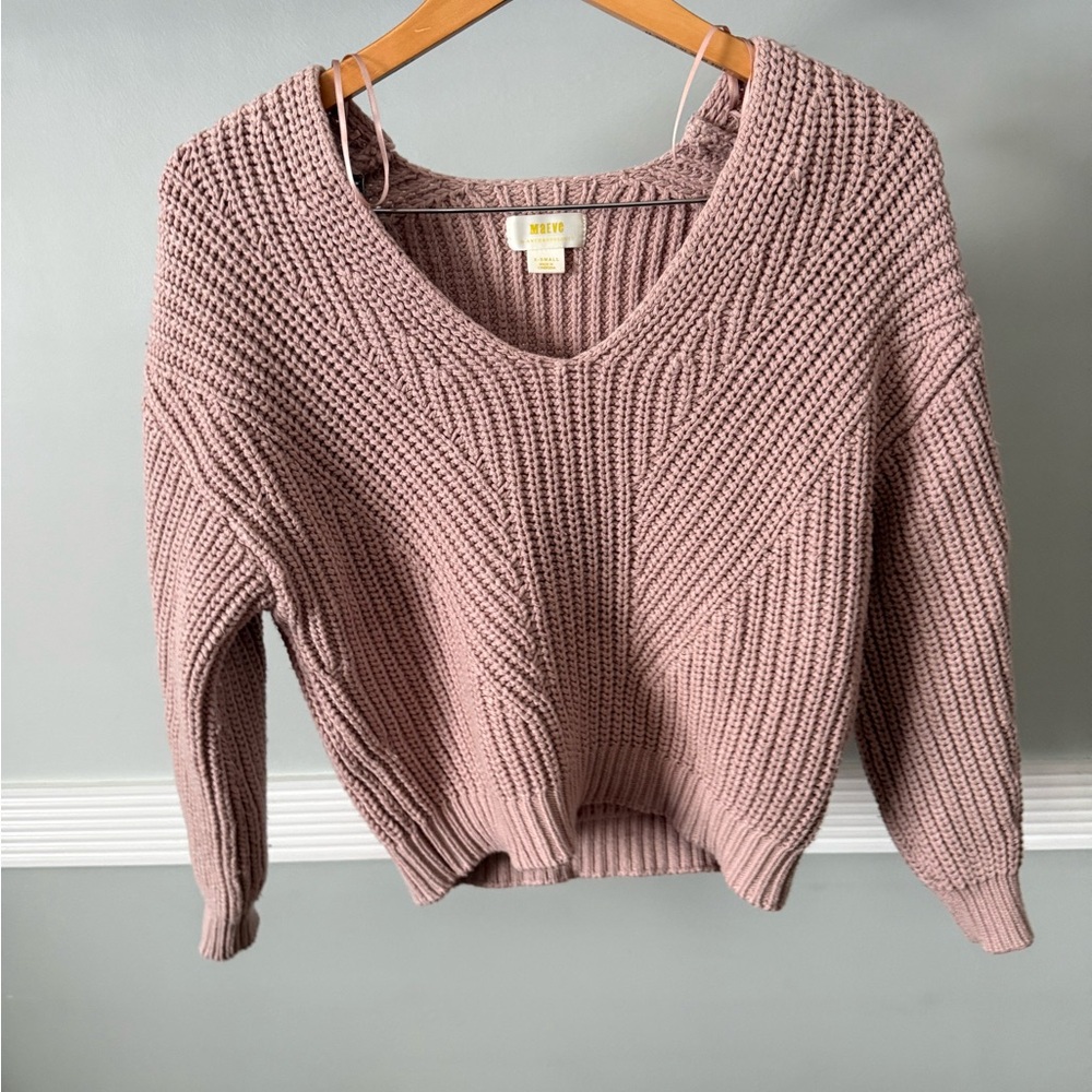 Maeve Dusty Pink V-Neck Sweater